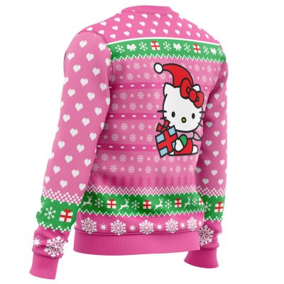 Cute Christmas Hello Kitty men sweatshirt SIDE BACK mockup - Anime Ugly Sweater