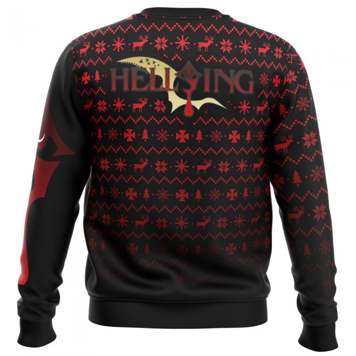 Dark Fanstasy Alucard Hellsing men sweatshirt BACK mockup - Anime Ugly Sweater