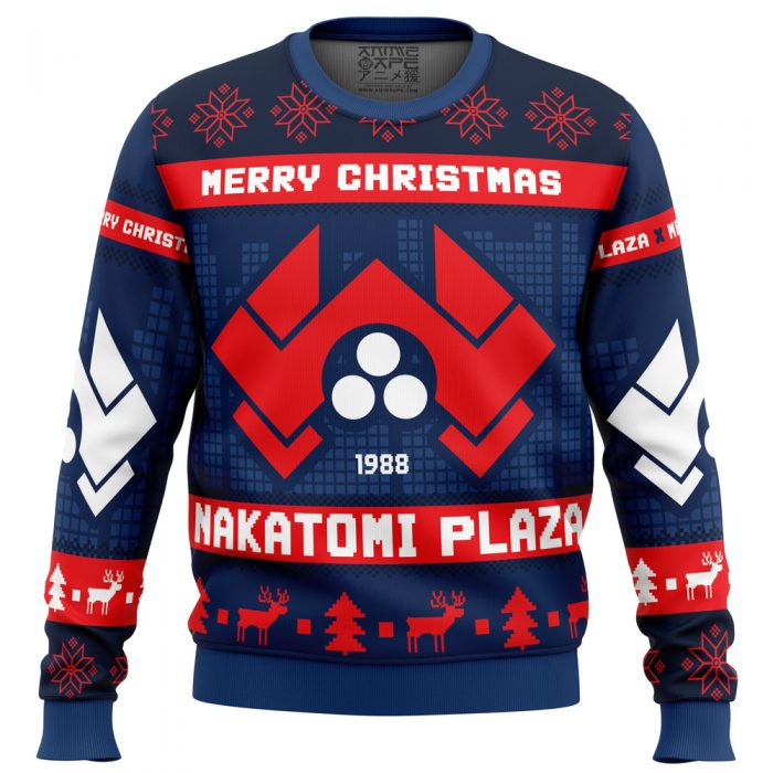 Die Hard Nakatomi Plaza PC men sweatshirt FRONT mockup - Anime Ugly Sweater