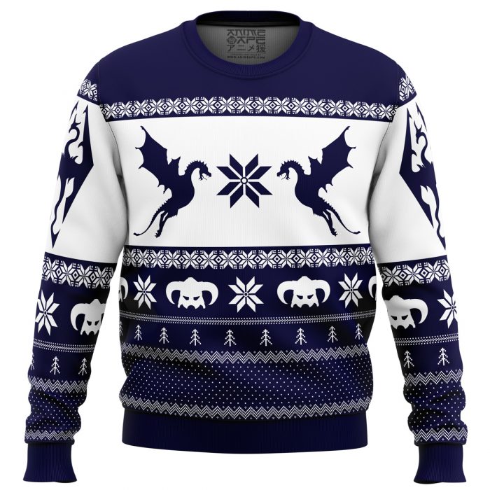 Dragon Skyrim men sweatshirt FRONT mockup - Anime Ugly Sweater