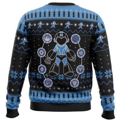 Elemental Weapon Megaman Ugly Christmas Sweater BACK mockup - Anime Ugly Sweater