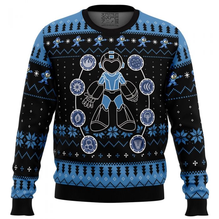 Elemental Weapon Megaman Ugly Christmas Sweater FRONT mockup - Anime Ugly Sweater