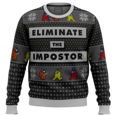 Eliminate the Impostor Among Us men sweatshirt FRONT mockup - Anime Ugly Sweater