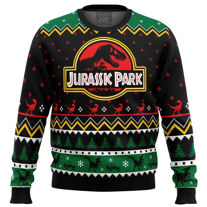 Ethics of Cloning Jurassic Park men sweatshirt FRONT mockup - Anime Ugly Sweater