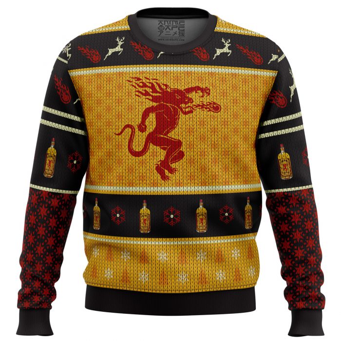 Fireball Cinnamon Whisky men sweatshirt FRONT mockup - Anime Ugly Sweater