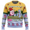 Floating in a Kirby Dreamland PC Ugly Christmas Sweater front mockup - Anime Ugly Sweater