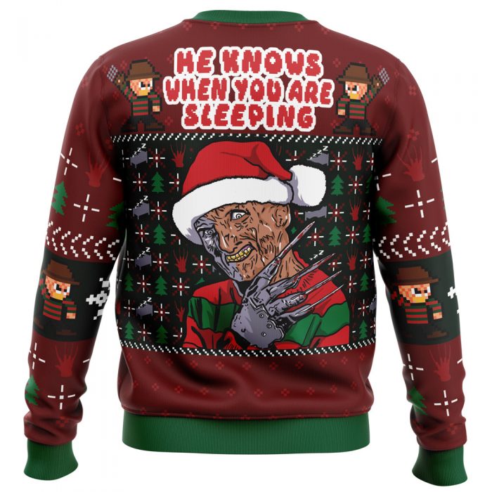 Fred Claws Christmas FN PC men sweatshirt BACK mockup - Anime Ugly Sweater