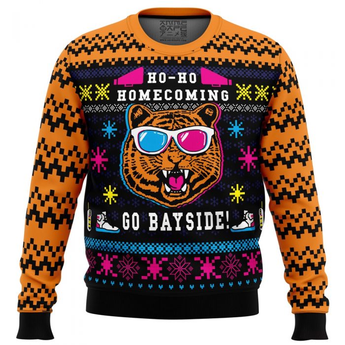 Go Bayside Saved by the Bell PC Ugly Christmas Sweater front mockup - Anime Ugly Sweater