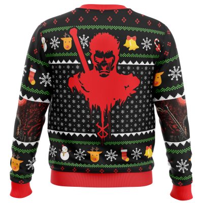 Guts Santa Claus Berzerk men sweatshirt BACK mockup - Anime Ugly Sweater