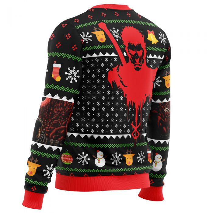 Guts Santa Claus Berzerk men sweatshirt SIDE BACK mockup - Anime Ugly Sweater