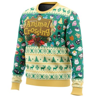 Happy Animal Villagers Animal Crossing men sweatshirt SIDE FRONT mockup - Anime Ugly Sweater