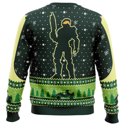 Happy Halo days Halo men sweatshirt BACK mockup - Anime Ugly Sweater