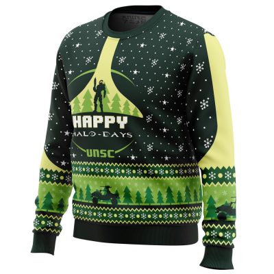 Happy Halo days Halo men sweatshirt SIDE FRONT mockup - Anime Ugly Sweater