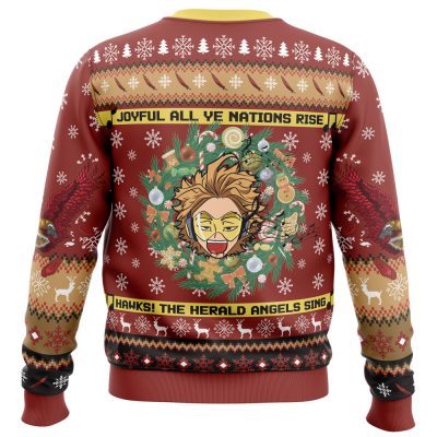 Hawks Singing Christmas Song My Hero Academia men sweatshirt BACK mockup - Anime Ugly Sweater