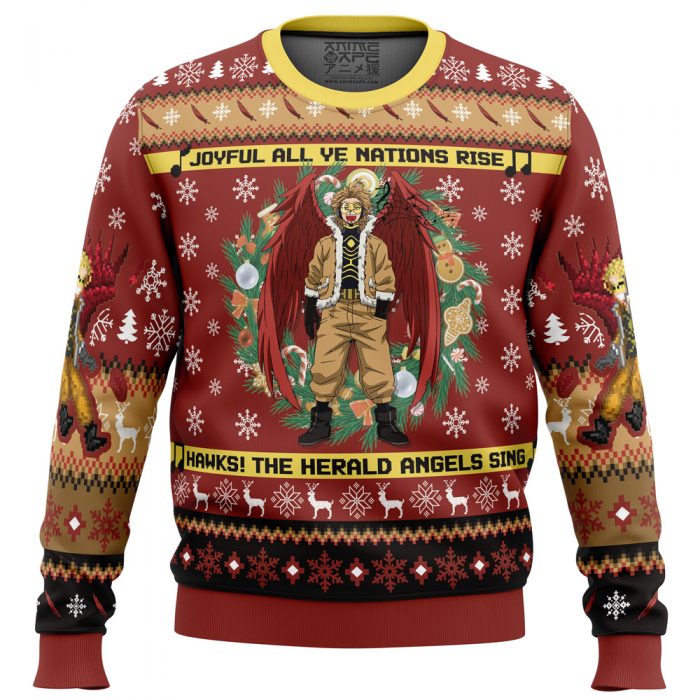 Hawks Singing Christmas Song My Hero Academia men sweatshirt FRONT mockup - Anime Ugly Sweater