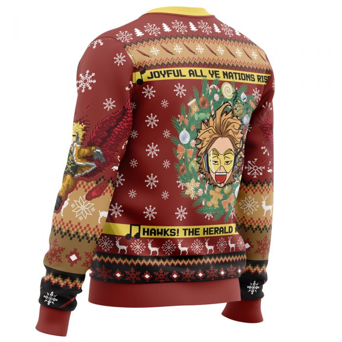 Hawks Singing Christmas Song My Hero Academia men sweatshirt SIDE BACK mockup - Anime Ugly Sweater