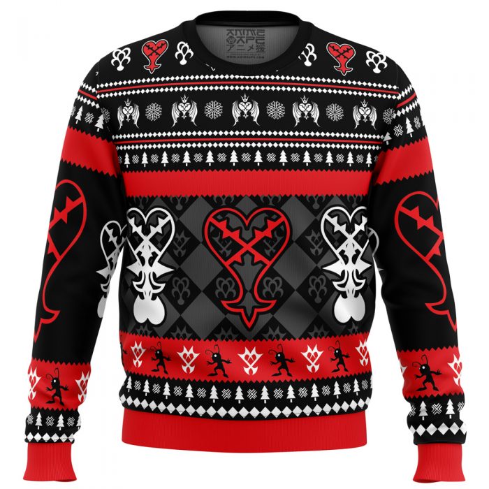 Heartless Christmas Kingdom Hearts men sweatshirt FRONT mockup - Anime Ugly Sweater