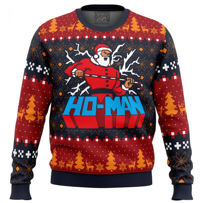 Ho Man Santa Claus PC men sweatshirt FRONT mockup - Anime Ugly Sweater