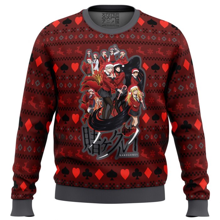 Hyakkaou Private Academy Kakegurui men sweatshirt FRONT mockup - Anime Ugly Sweater