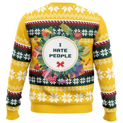 I Hate People PC men sweatshirt BACK mockup - Anime Ugly Sweater