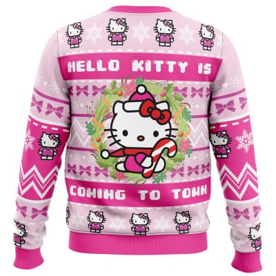 Is Coming to Town Hello Kitty men sweatshirt BACK mockup 1 - Anime Ugly Sweater