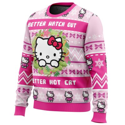 Is Coming to Town Hello Kitty men sweatshirt SIDE FRONT mockup - Anime Ugly Sweater