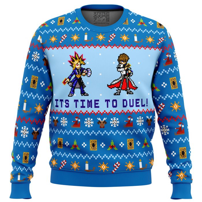 Its Time To Duel Yugioh men sweatshirt FRONT mockup - Anime Ugly Sweater