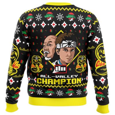 Karate Kid Christmas PC men sweatshirt BACK mockup - Anime Ugly Sweater