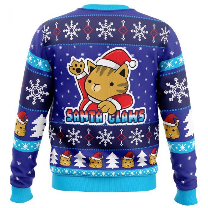 Kitty Claws PC Ugly Christmas Sweater back mockup - Anime Ugly Sweater