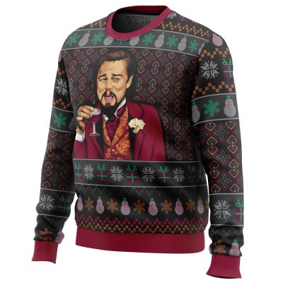 Laughing Leo DiCaprio Meme men sweatshirt SIDE FRONT mockup - Anime Ugly Sweater