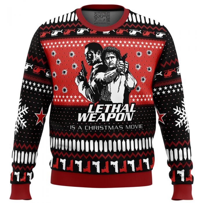 Lethal Weapon Is a Christmas Movie PC Ugly Christmas Sweater FRONT mockup - Anime Ugly Sweater