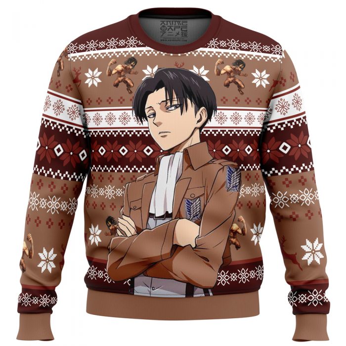 Levi Ackerman Attack on Titan men sweatshirt FRONT mockup - Anime Ugly Sweater