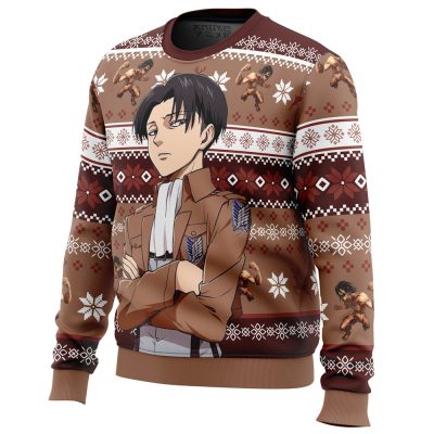 Levi Ackerman Attack on Titan men sweatshirt SIDE FRONT mockup - Anime Ugly Sweater