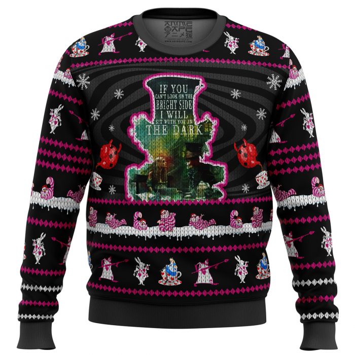 Mad Hatter Alice In Wonderland men sweatshirt FRONT mockup - Anime Ugly Sweater