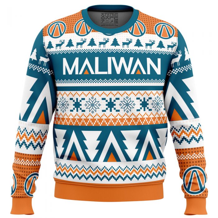 Maliwan Christmas Borderlands men sweatshirt FRONT mockup - Anime Ugly Sweater