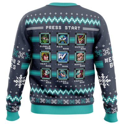 Mega Man 2 Bosses Ugly Christmas Sweater BACK mockup 1 - Anime Ugly Sweater