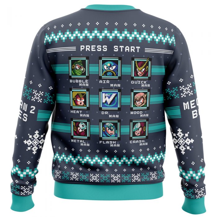 Mega Man 2 Bosses Ugly Christmas Sweater BACK mockup 1 - Anime Ugly Sweater