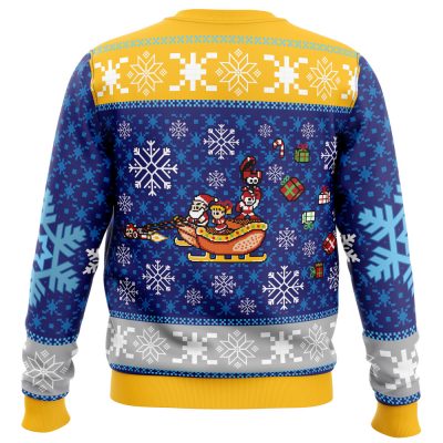 Mega Merry Christmas Mega Man PC men sweatshirt BACK mockup - Anime Ugly Sweater