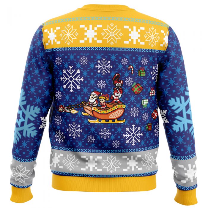 Mega Merry Christmas Mega Man PC men sweatshirt BACK mockup - Anime Ugly Sweater