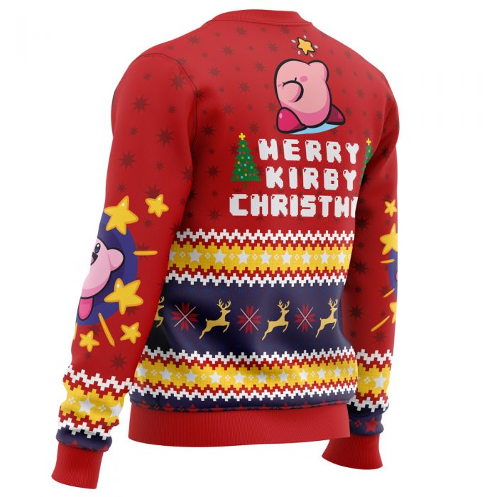 Merry Kirby Christmas Kirby men sweatshirt SIDE BACK mockup - Anime Ugly Sweater