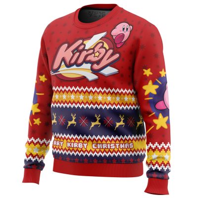 Merry Kirby Christmas Kirby men sweatshirt SIDE FRONT mockup - Anime Ugly Sweater