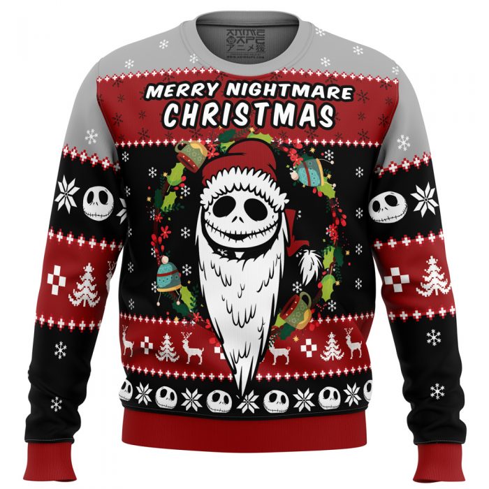 Merry Nightmare Christmas PC men sweatshirt FRONT mockup - Anime Ugly Sweater