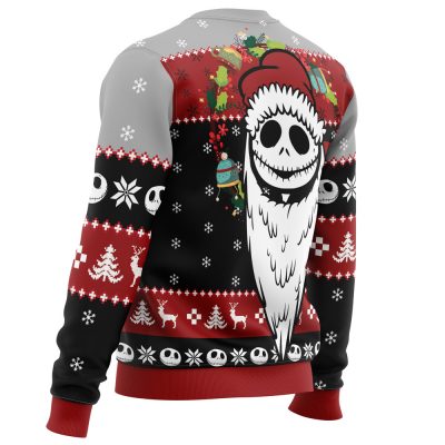 Merry Nightmare Christmas PC men sweatshirt SIDE BACK mockup - Anime Ugly Sweater