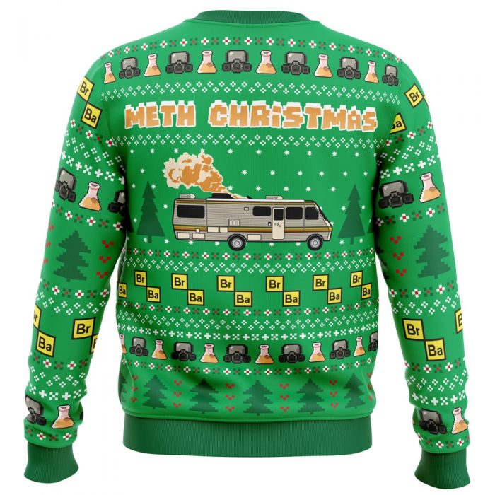 Meth Christmas BB PC Ugly Christmas Sweater back mockup - Anime Ugly Sweater