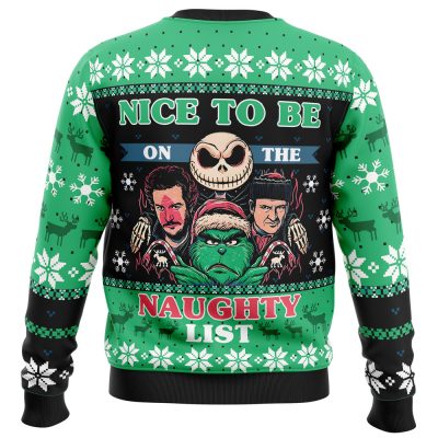 Naughty List Club PC Ugly Christmas Sweater BACK mockup - Anime Ugly Sweater