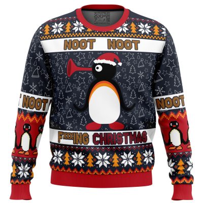 Noot Christmas Pingu PC men sweatshirt FRONT mockup - Anime Ugly Sweater