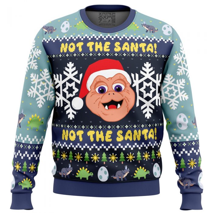 Not the Santa Dinosaurs PC Ugly Christmas Sweater front mockup - Anime Ugly Sweater