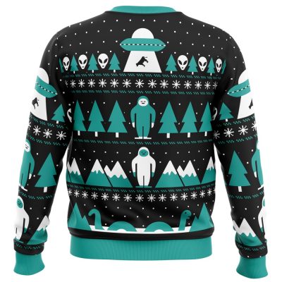 Paranormal Xmas Alien PC Ugly Christmas Sweater back mockup - Anime Ugly Sweater