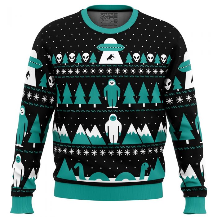 Paranormal Xmas Alien PC Ugly Christmas Sweater front mockup - Anime Ugly Sweater