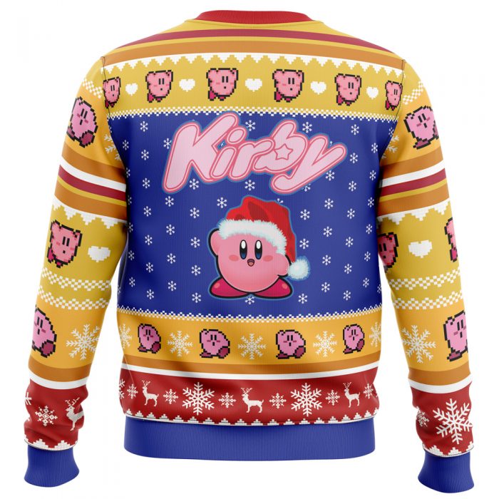 Pink Puff Christmas Kirby men sweatshirt BACK mockup - Anime Ugly Sweater